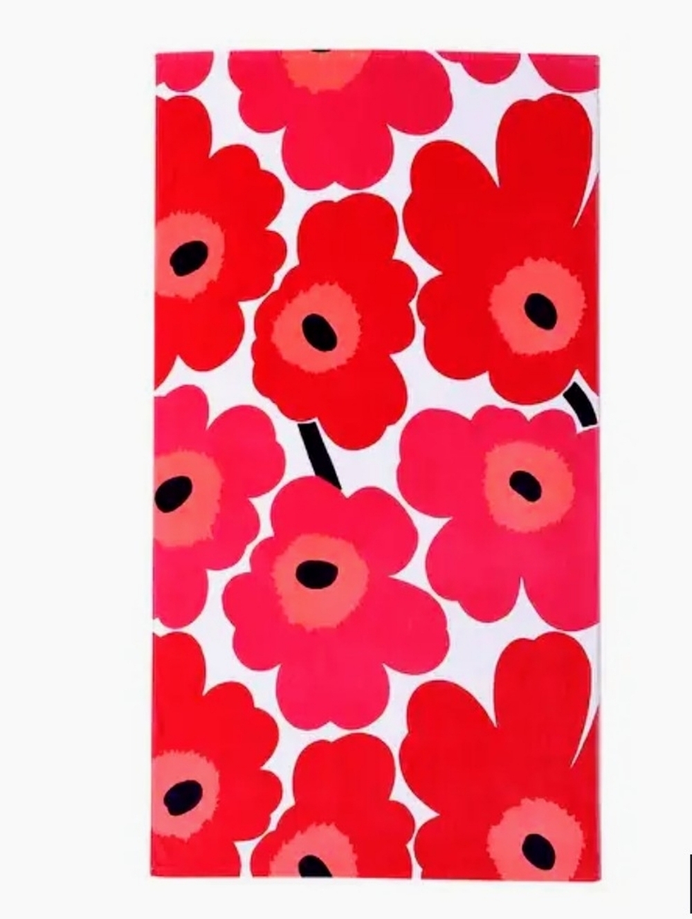 Marimekko Unikko Towel Red Pink White Floral Beach Bath Towel Finnish Design New